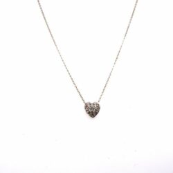 Roberto Coin 0.15tcw Diamond Pave Puff Heart 18k White Gold Necklace Pendant 18"