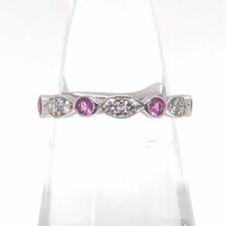 Tiffany & Co. 0.35tcw Pink Sapphire and 0.42tcw Diamond Jazz Band Ring Size 4.5