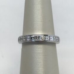 TIFFANY & CO. Atlas 18k White Gold Roman Numerals Diamonds Pierced Band  Ring 6.5
