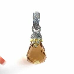 Judith Ripka pendant/enhancer citrine in briolette cut made in silver and 18ky