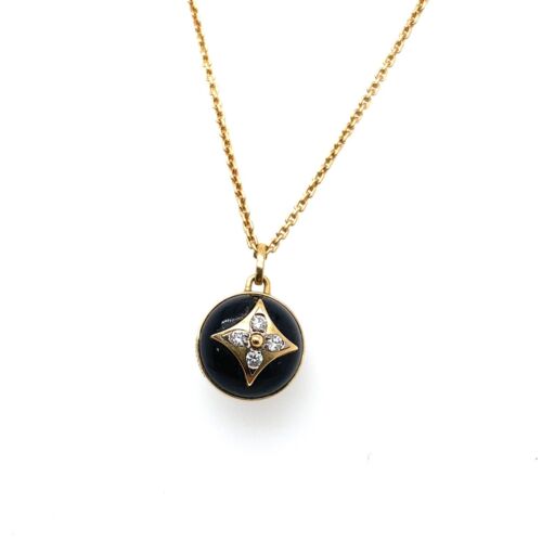 Louis Vuitton 18k Yellow Gold Onyx and 0.07ct Diamond Blossom