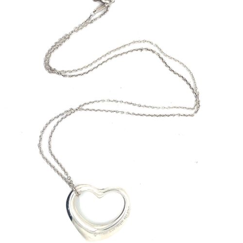 Tiffany & Co. Necklace Black and Clear Heart Lariat in Sterling Silver  16.5