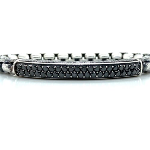 David Yurman 3mm Petite Pave' Black Diamond Sterling Silver Bracelet,  Medium | eBay