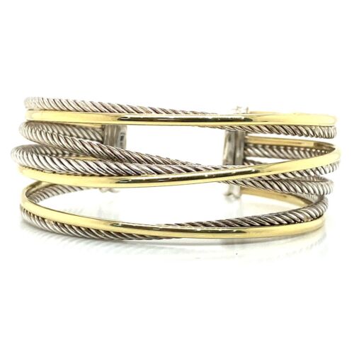 David Yurman The Crossover Collection® Bracelet with Diamonds in 18K Gold  and 18K White Gold 712161374318 - Joseph-Anthony