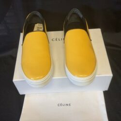CELINE YELLOW LEATHER SLIP ON SNEAKERS 345131 SIZE EU 38.5/ US 8.5