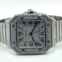 MEDIUM CARTIER SANTOS DE CARTIER WATCH STAINLESS STEEL DIAMOND BEZEL W4SA0005