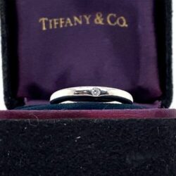 0.02ct Tiffany & Co. Elsa Peretti Platinum and Diamond 3mm Band Ring Size 4