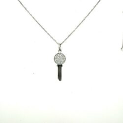 Tiffany & Co. 18k White Gold and Pave Diamond Modern Round Key