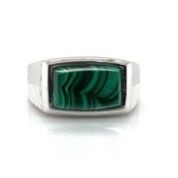 Effy Sterling Silver Malachite Square Top Chevron Ring Size 10