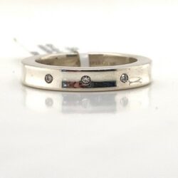 0.05tcw Tiffany & Co. Sterling Silver 3 Diamond 4mm Band Ring Size 5
