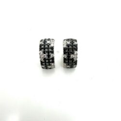 8tcw Roberto Coin 18k White Gold Diamond and Blue Sapphire Half Hoop Earrings