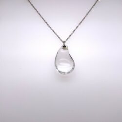 Tiffany & Co. Elsa Peretti Platinum Crystal Quartz Tear Drop Pendant Necklace