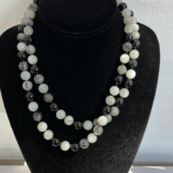 Tiffany & Co. Sterling Silver Paloma Picasso Onyx Quartz 10mm Beads 36" Necklace