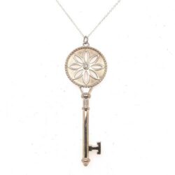 Tiffany & Co. Sterling Silver and Diamond Diasy Key Pendant Necklace