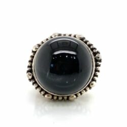 Stephen Dweck handmade silver ring with round Star Diopside cabochon , size 6.