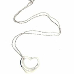Tiffany & Co. Sterling Silver Elsa Peretti Large Open Heart Pendant Necklace