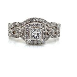 Neal Lane 1.41ctwa Princess cut diamond engagement ring wedding band set w/ Halo