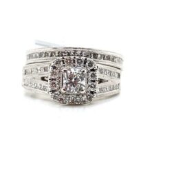 2.00tcw Neil Lane 14k White Gold and Diamond Engagement Ring and Wedding Band