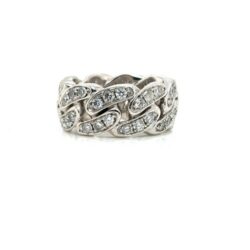 IceBox 14k White Gold and Diamond Cuban Link Ring 2.70tcw