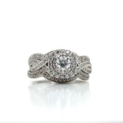 1.79tcw Neil Lane 14k White Gold Diamond Engagement Ring and Wedding Bands