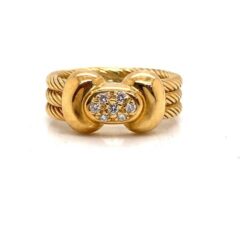 Charriol 18k Yellow Gold and Diamond Cable Ring Size 5.25