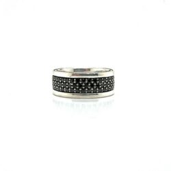 David Yurman Sterling Silver 3 Row Black Diamond Streamline Band Ring Size 7.5