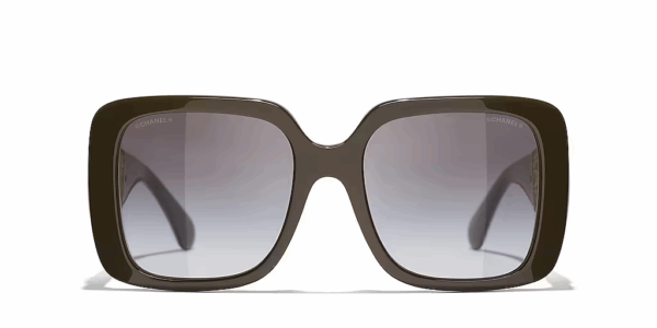 CHANEL SQUARE SUNGLASSES CH5532 1460S6 BROWN FRAME GRADIENT GREY LENS 140mm - Image 2