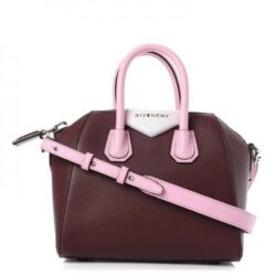 GIVENCHY GOATSKIN MINI TRI-COLOR ANTIGONA BURGUNDY PINK WHITE TOP HANDLE BAG