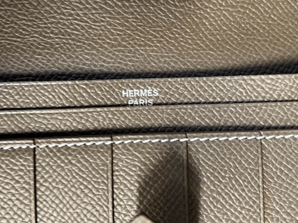 HERMES BEARN WALLET ORANGE/BROWN BI-FOLD LEATHER, 5 CREDIT CARD, CHANGE PURSE - Image 7