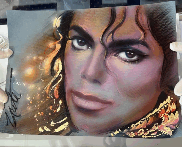 Michael Jackson Nate Giorgio 2 Original Paintings & Print given to Melinda Nones