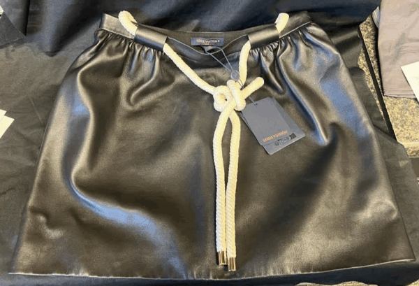 LOUIS VUITTON MINI LEATHER SKIRT WITH ROPE BELT BLACK SIZE 38/US 4-6 1AGHS1 - Image 4