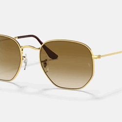 RAY-BAN SUNGLASSES RB348 001/51 HEXAGONAL ARISTA CLEAR GRADIENT BROWN 145mm