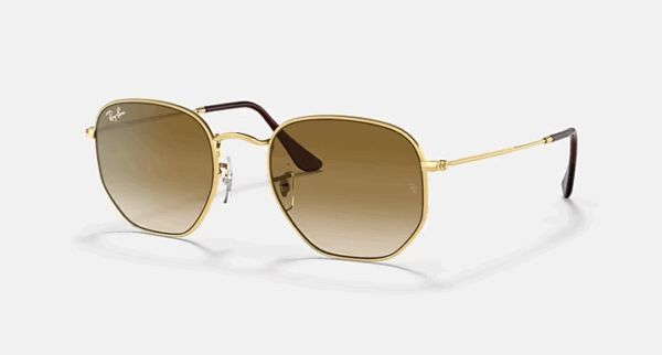 RAY-BAN SUNGLASSES RB348 001/51 HEXAGONAL ARISTA CLEAR GRADIENT BROWN 145mm