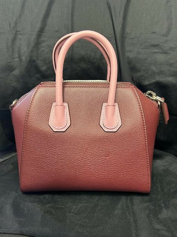 GIVENCHY GOATSKIN MINI TRI-COLOR ANTIGONA BURGUNDY PINK WHITE TOP HANDLE BAG - Image 12