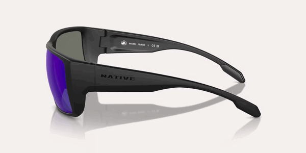 NATIVE SUNGLASSES BADLANDS XD9045 MATTE BLACK BLUE REFLEX POLARIZED 125mm - Image 3