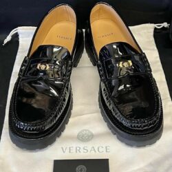 VERSACE CHUNKY LOAFERS PATENT LEATHER BLACK SIZE 42 / US 9 DSU7547