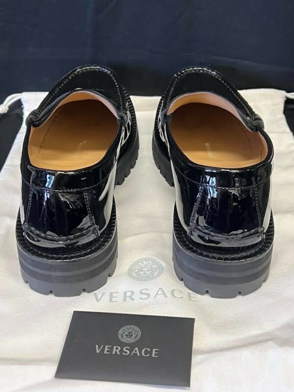 VERSACE CHUNKY LOAFERS PATENT LEATHER BLACK SIZE 42 / US 9 DSU7547 - Image 3