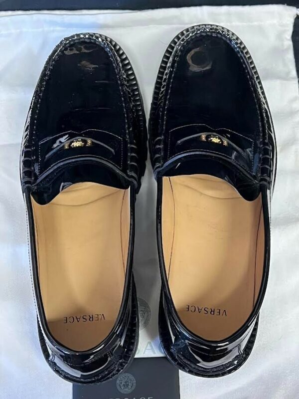 VERSACE CHUNKY LOAFERS PATENT LEATHER BLACK SIZE 42 / US 9 DSU7547 - Image 6