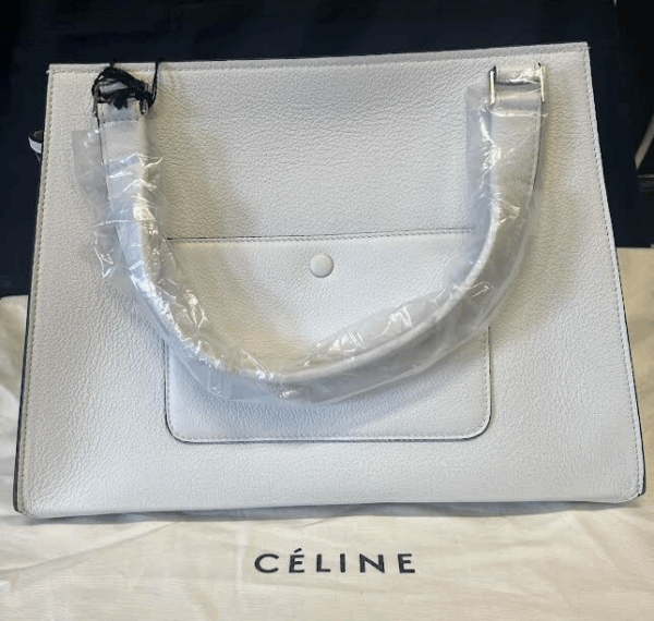 CELINE GRAINED CALFSKIN MEDIUM EDGE SHOULDER BAG WHITE W DUST BAG - Image 5