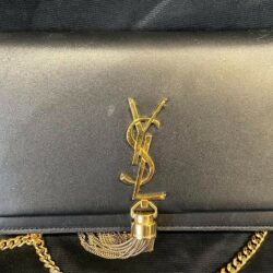 Saint Laurent Classic KATE Monogram Tassel Chain Wallet Leather BLACK/GOLD