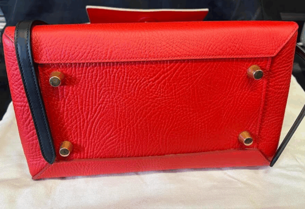CELINE ELEPHANT CALFSKIN MINI TRI-COLOR BELT BAG VERMILLION W REMOVABLE STRAP - Image 7