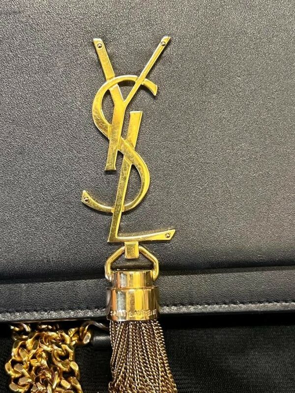 Saint Laurent Classic KATE Monogram Tassel Chain Wallet Leather BLACK/GOLD - Image 11
