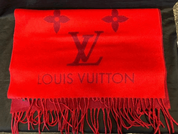 LOUIS VUITTON REYKJAVIK SCARF 100% CASHMERE RUBIS/RED 74.8x17.7 in M90895 - Image 3