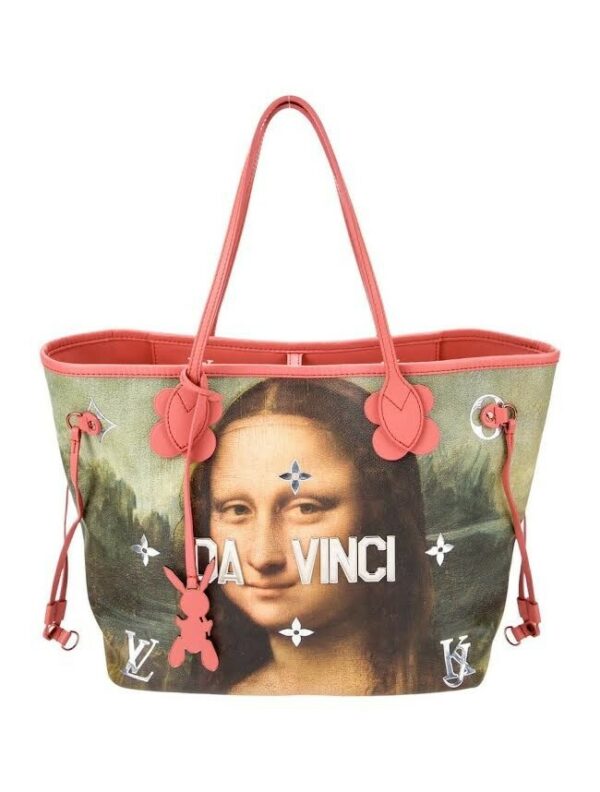 LOUIS VUITTON xJEFF KOONS MASTERS COLLECTION DA VINCI NEVERFULL MM PINK INTERIOR
