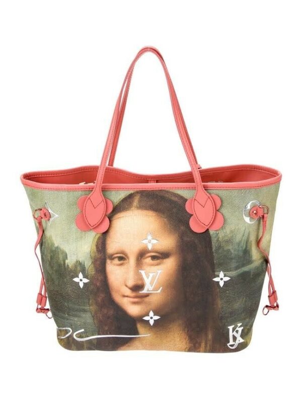 LOUIS VUITTON xJEFF KOONS MASTERS COLLECTION DA VINCI NEVERFULL MM PINK INTERIOR - Image 3