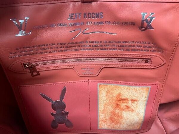 LOUIS VUITTON xJEFF KOONS MASTERS COLLECTION DA VINCI NEVERFULL MM PINK INTERIOR - Image 12