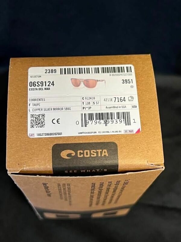 COSTA DEL MAR SUNGLASSES CORRIENTS TAUPE COPPER SILVER MIRROR 590G 6S9124 912410 - Image 8