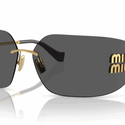 MIU MIU SUNGLASSES MU 54YS 5AK5S0 GOLD FRAME DARK GREY LENS 110mm