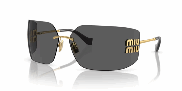 MIU MIU SUNGLASSES MU 54YS 5AK5S0 GOLD FRAME DARK GREY LENS 110mm