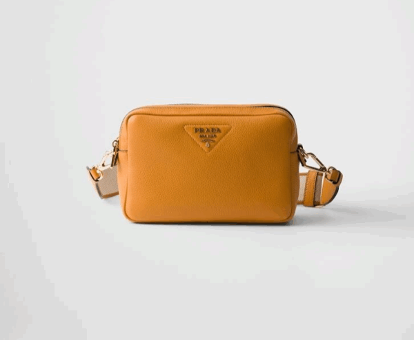 PRADA SMALL LEATHER SHOULDER BAG WITH EXTRA STRAP AMBER 1BH082_2DKV_F04GV_V_7NM